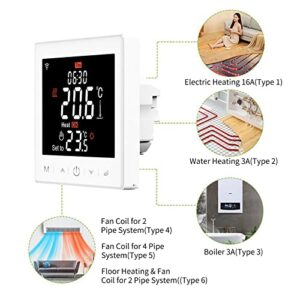 Maiju Floor Heating & Fan Coil for 2 System tat WIFI/485 Modbus with Application & Voice Control 3.5 Inch LCD Display ligent Programmable tat Child Lock Weather Forecast