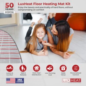 LuxHeat 80 Sqft Mat Kit, 120v Electric Radiant Floor heating System for Under Tile & Laminate. Floor Heat Kit Includes Heating Mat, Alarm, OJ Microline Non Programmable Thermostat with GFCI & Sensor