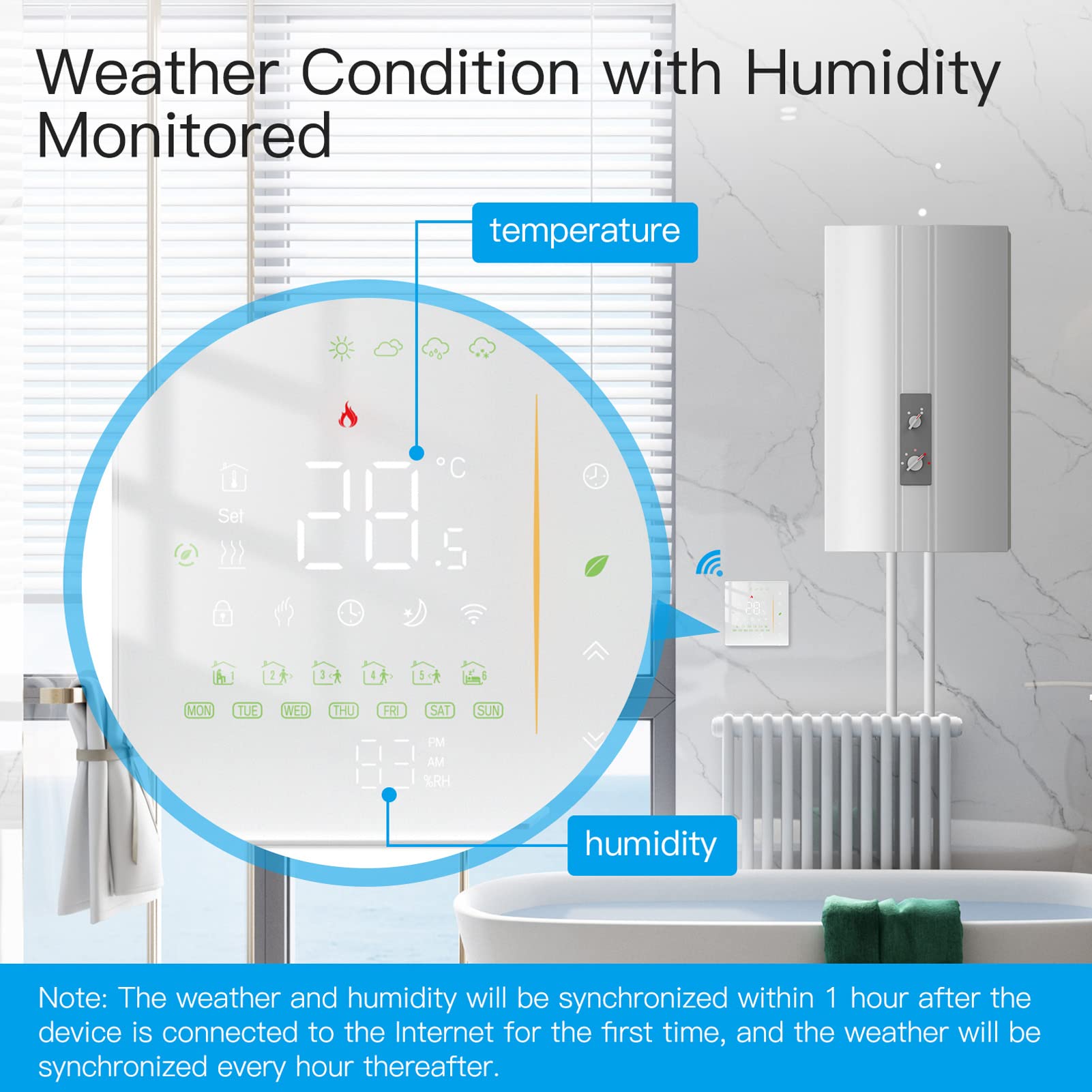 Intelligent Temperature Control,Smart Thermostat for Electric Floor Heating,Programmable, WIFI, APP Control,Energy Saving, Remote Access,95 240V, White