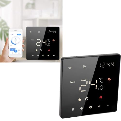 Home Temperature Controller, 100-250VAC APP Control Flame Retardant Smart Thermostat 7 Day Programmable Digital Touch Screen High Accuracy for Room (3A Water Floor Heating Wall