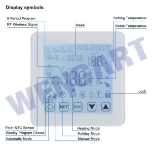 Wengart WiFi Smart Thermostat WG08,Heat Only 2.4GHz Wi-Fi APP TUYA for Radiant Floor Heating,Compatible with Alexa Echo/Google Home,AC90-240V Max3A