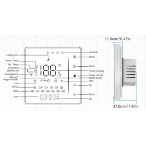 Household Smart Thermostat Programmable App Voice Control Electric Intelligent Floor Heating Temperature Controller for ZigBee AC 95‑240V White