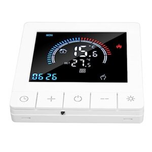 Floor Heating Thermostat, Intelligent Timing Touch Control Home Heating Controller LCD Display Programmable Low Power Consumption AC 90-240V for Hotel (Without WiFi)