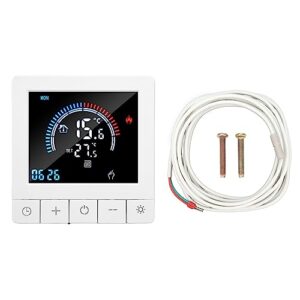 Floor Heating Thermostat, Intelligent Timing Touch Control Home Heating Controller LCD Display Programmable Low Power Consumption AC 90-240V for Hotel (Without WiFi)