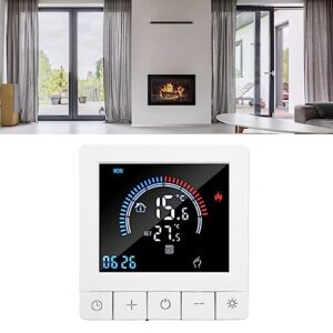 Floor Heating Thermostat, Intelligent Timing Touch Control Home Heating Controller LCD Display Programmable Low Power Consumption AC 90-240V for Hotel (Without WiFi)