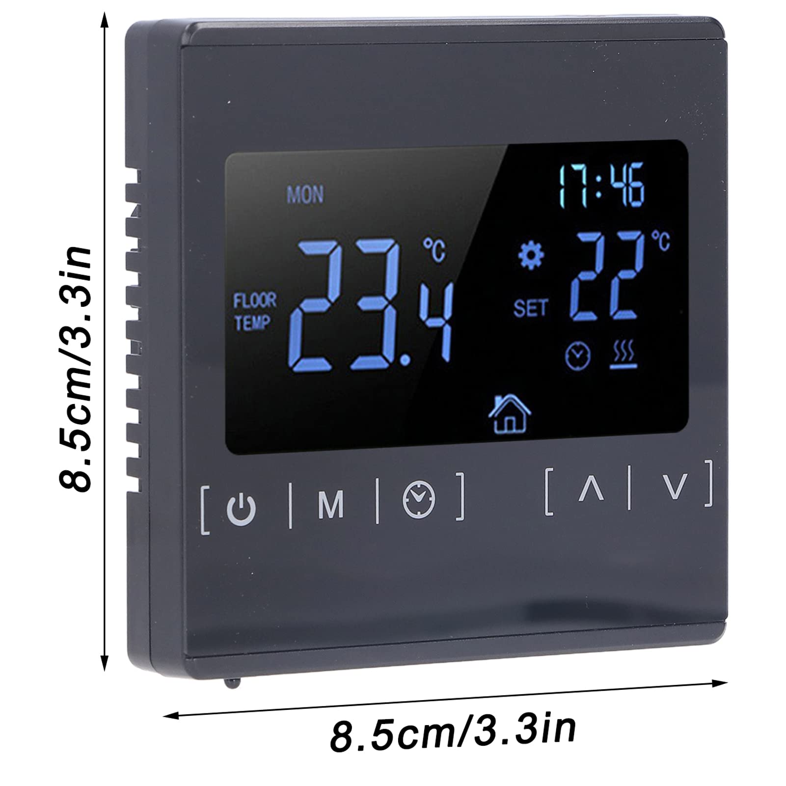 Touch Screen Thermostat, Home Temperature Controller Low Temp Protection 16A Sensitive AC85V‑240V for Floor Heating