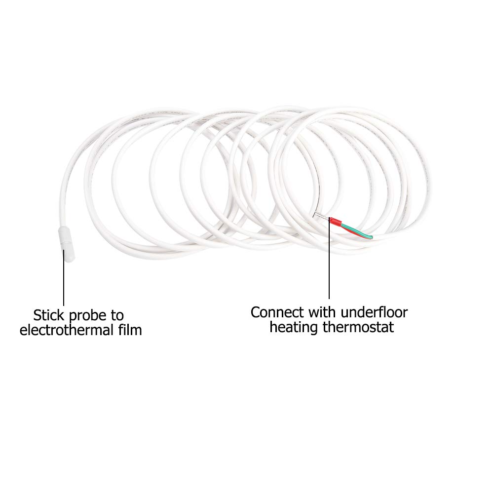 TOPINCN Temperature Floor Sensor, 3 Meters Floor Heating Sensor Probe, Underfloor Heating Thermostat Accessory Floor Temperature Sensor Probe 9.84FT Cable