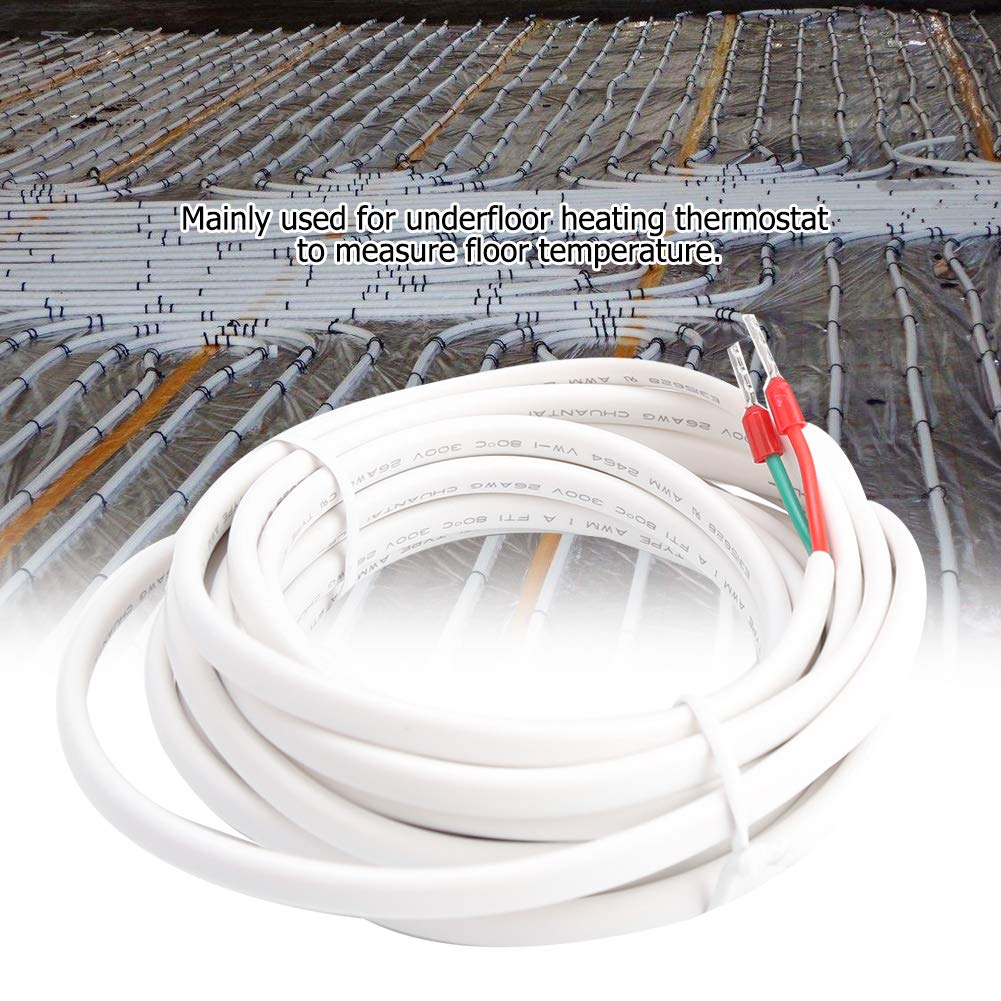 TOPINCN Temperature Floor Sensor, 3 Meters Floor Heating Sensor Probe, Underfloor Heating Thermostat Accessory Floor Temperature Sensor Probe 9.84FT Cable