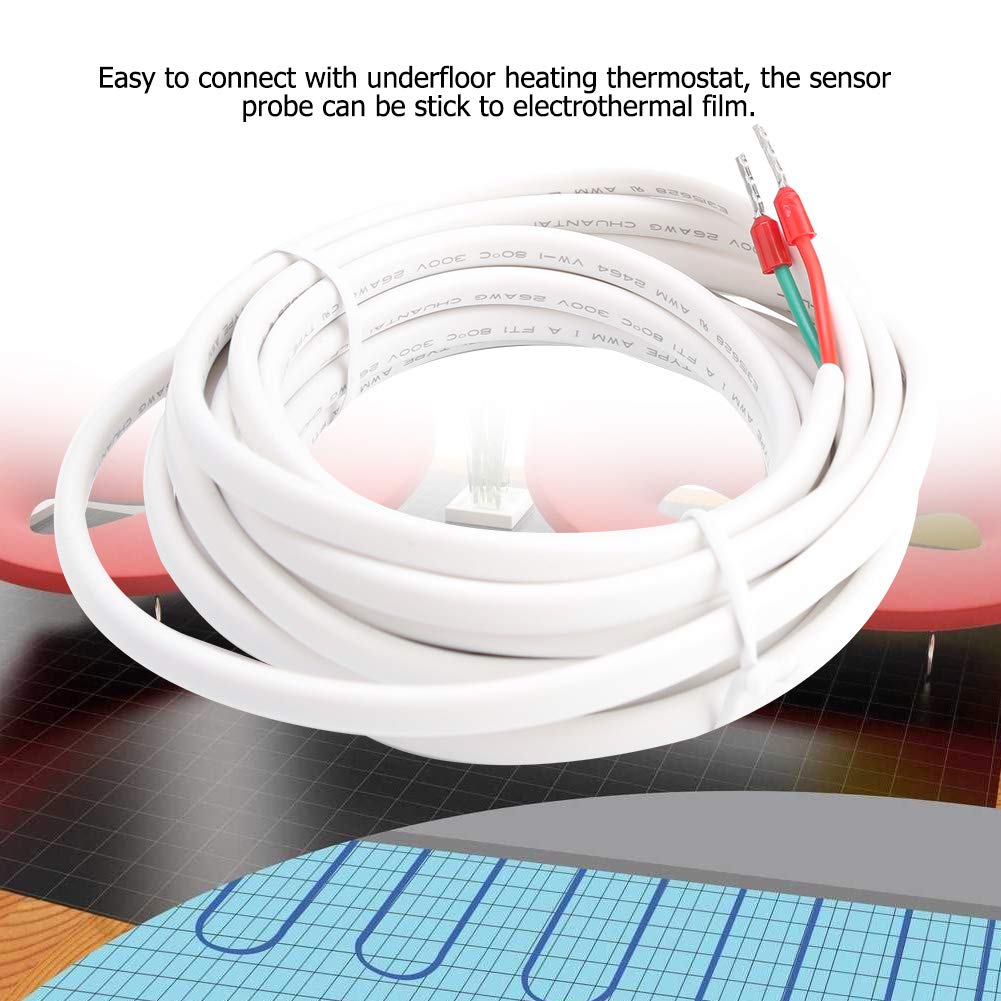 TOPINCN Temperature Floor Sensor, 3 Meters Floor Heating Sensor Probe, Underfloor Heating Thermostat Accessory Floor Temperature Sensor Probe 9.84FT Cable