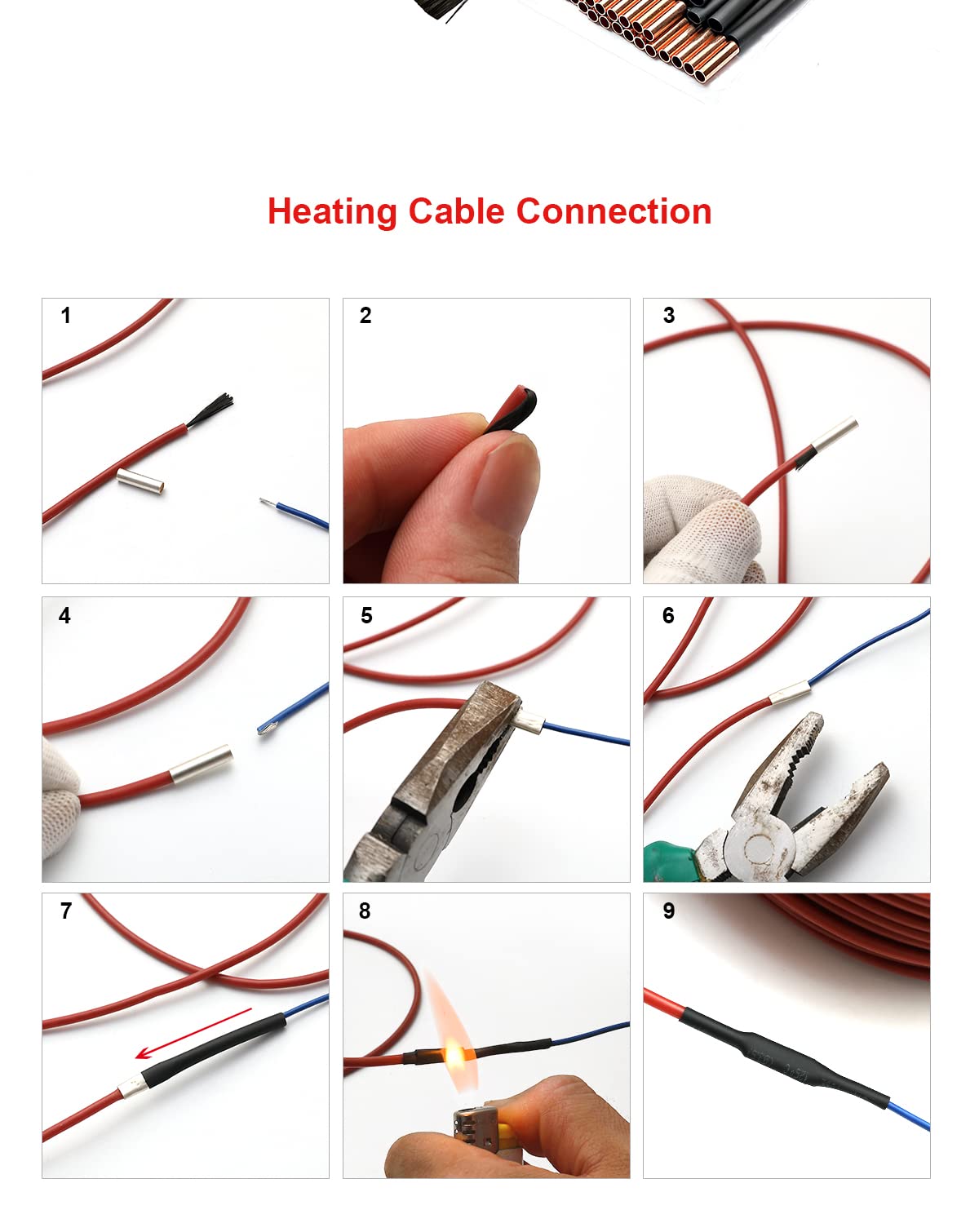 errorpot 220V WiFi App Control Infrared Warm Floor Heating System Underfloor Tile Carbon Fiber Heating Cable with Thermostat-15m