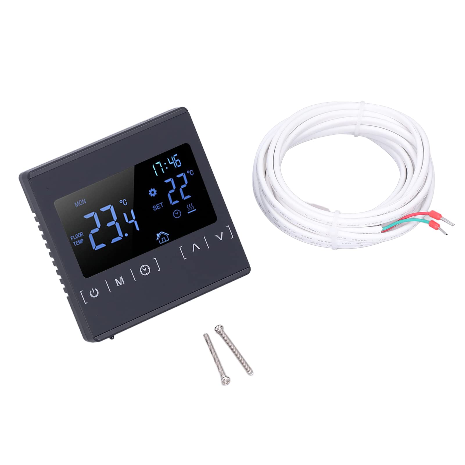 Natudeco 16A Touch Screen Thermostat Dual Temperature Control Design Electric Floor Heating Thermostat Smart Home Thermostat for Home Office AC85V-240V