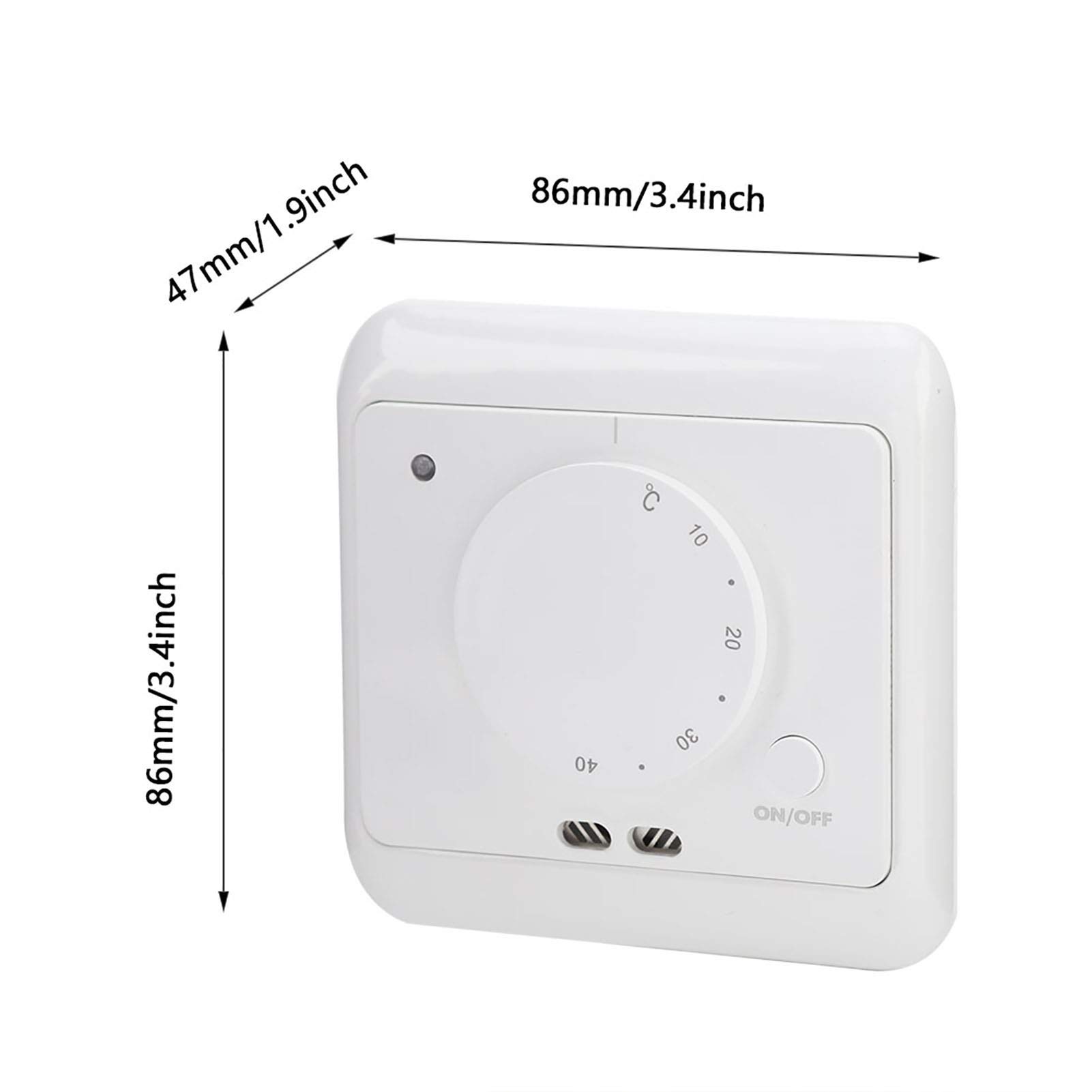 Floor Mechanical Manual Heating Thermostat, Temperature Controller 16A 230V, Wall Baseboard Heater of The Wall Indoors, Home Improvement Heating