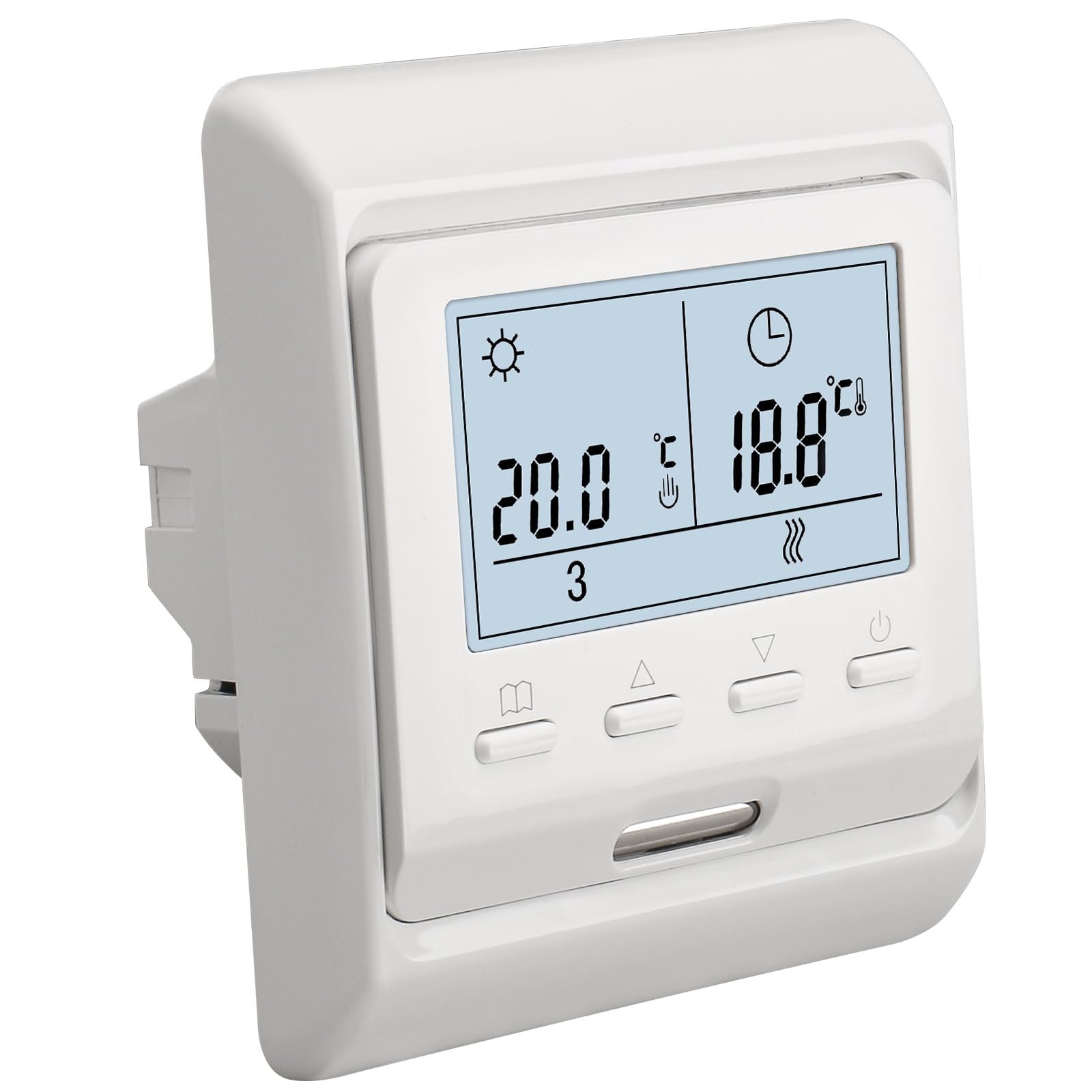 Wengart Weekly Programmable Digital Display Thermostat WG806,Heat Only AC110V 3A Work for Radiant Floor Heating Link Gas Boiler White