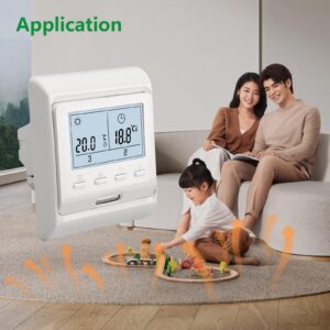 Wengart Weekly Programmable Digital Display Thermostat WG806,Heat Only AC110V 3A Work for Radiant Floor Heating Link Gas Boiler White