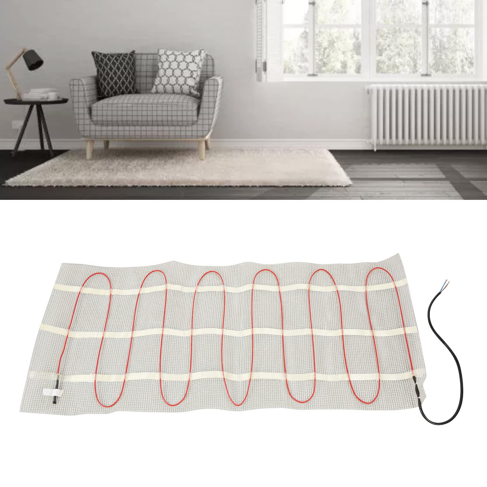 Electric Underfloor Heating Mat, Efficient Warming Continuous Heat Self Adhesive Underfloor Heating Mat 1.5㎡ PVC Protective Sleeve 180W for Floors (220-240V)