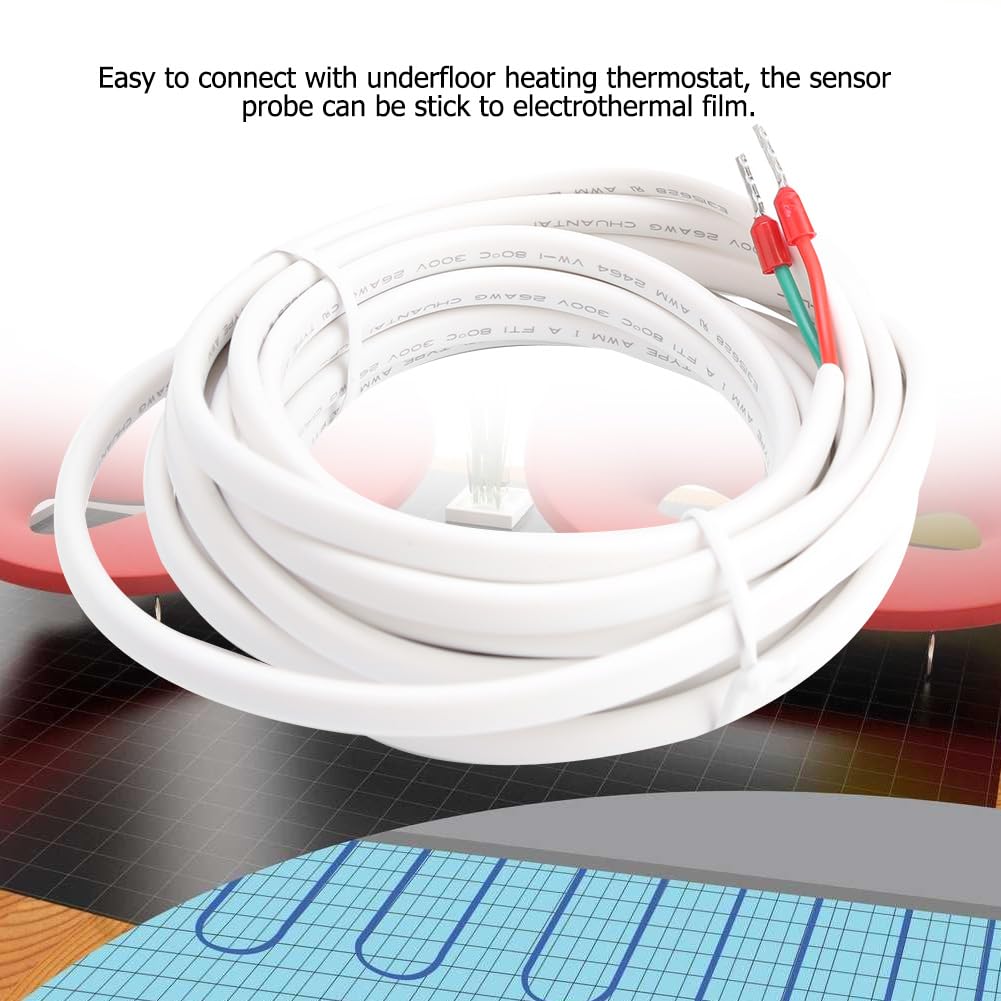 Aramox Floor Temperature Sensor Probe, 3 Meters Underfloor Heating Floor Probe Thermostat Accessory Sensor Probe Cable