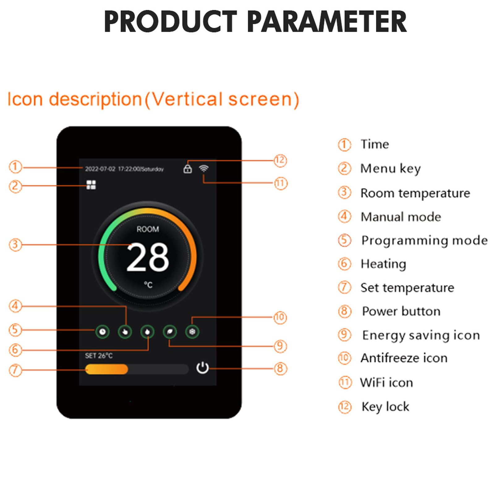 Smart WiFi Thermostat Digital for App Control Home Floor Water Heating Vertical Screen Data Mobile App Easy DIY 100?250VAC (3A)