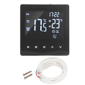 Thermostat AC 90 to 240V APP Dual Display Programmable Thermostat Temperature Controller for Floor Heating with 16A Electric Heating Belt Cable (without WiFi)