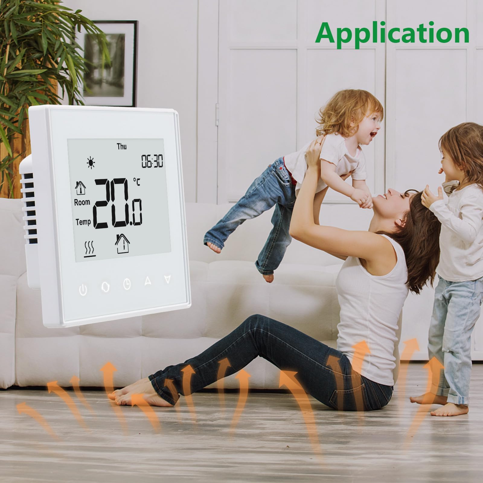 Wengart Underfloor Heating Thermostats Controller 7-Day Programmable with LCD Touch Screen WG505,AC230V 3A Work for Radiant Floor Heating Link Gas Boiler White