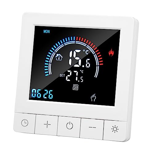 Smart Temperature Controller, LCD Screen Floor Heating Thermostat AC90V-240V 5-60℃ Setting High Accuracy NTC Sensor for Leisure Places (3A with Linkage)