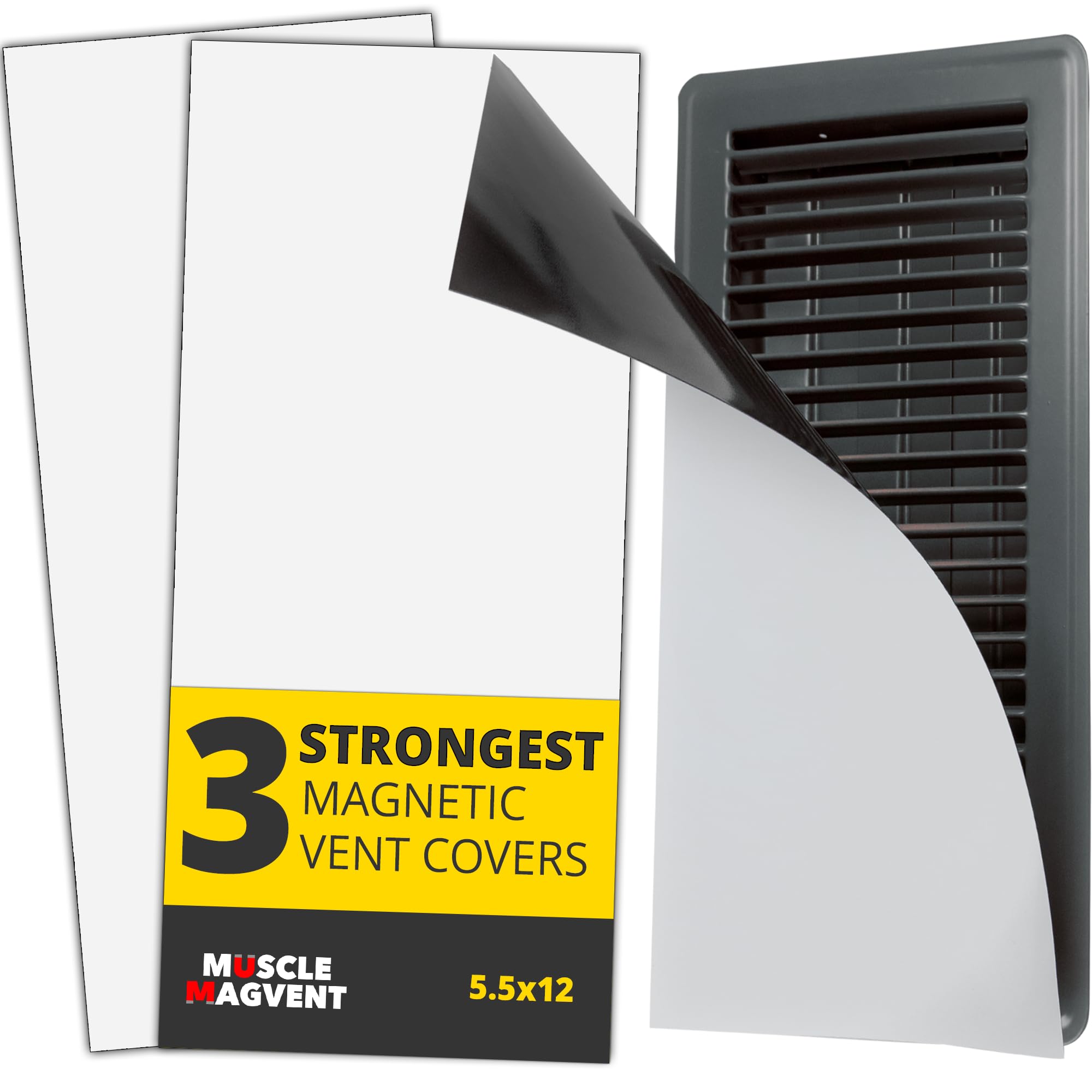 Strongest Magnetic Vent Covers (3-Pack), Flexible Floor Vent Cover, Cut to Size Air Vent Covers, Heat/AC Vent Covers for Home Ceiling Registers, 5.5" x 12" Vent Covers Magnet, Wall/Ceiling Vent Cover