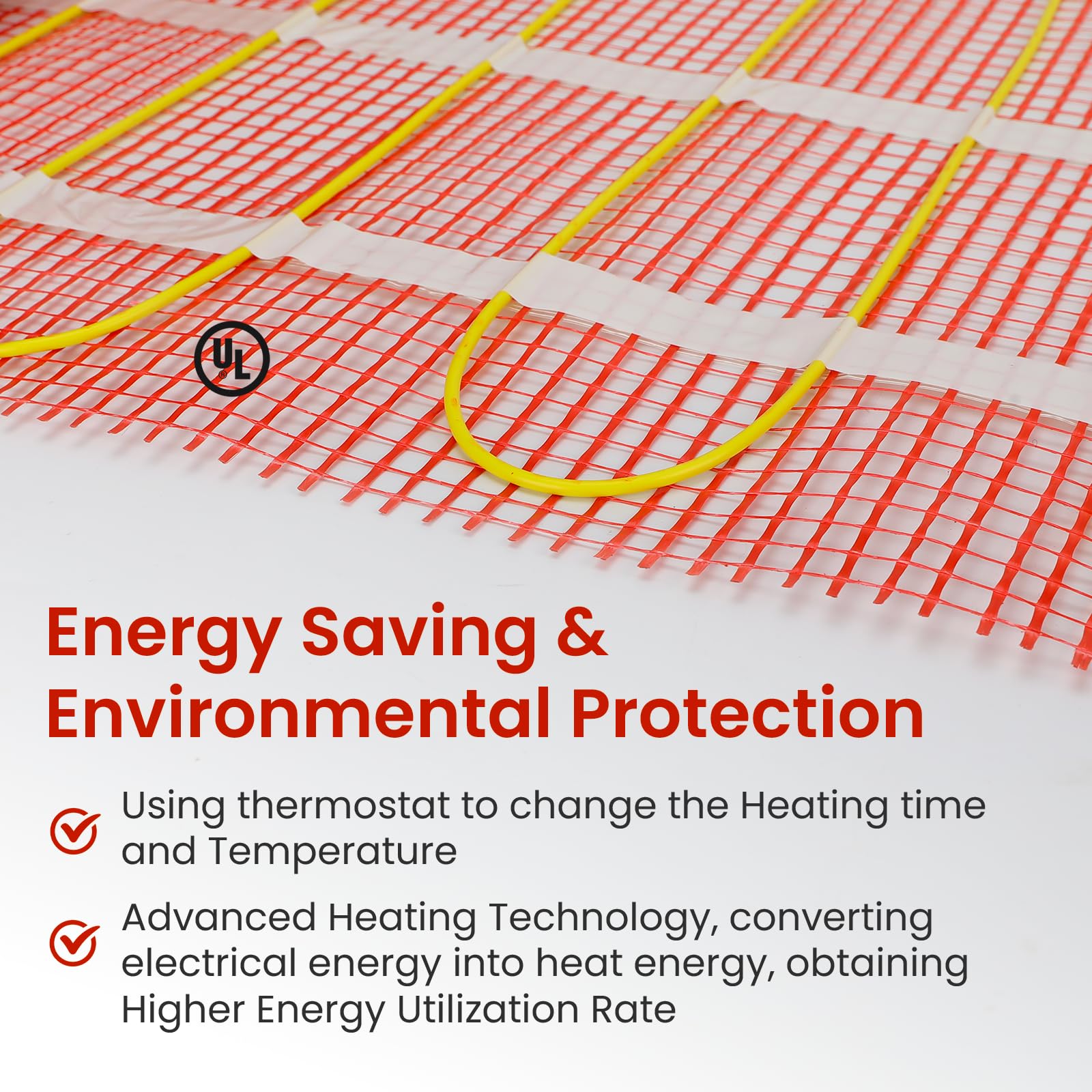 40 sqft HEATIT Warmmat Electric Radiant Self-adhesive Floor Heat Heating System & ET-7A Thermostat & Alarm Monitor