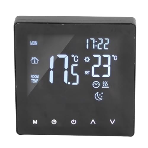 Digital Thermostat, AC90‑240V Programmable Thermostat NTC Temperature Sensor Energy Saving Versatile Double Temperature Display for Floor Heating (K2MRH3A)