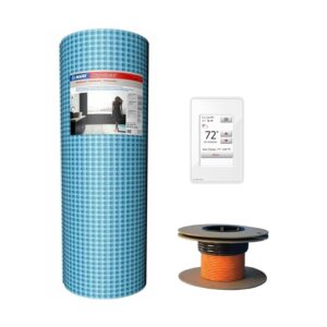 TRM Radiant Floor Heating Kit 94 Square Feet 120 Volt Includes - Mapei Uncoupling Membrane, OJ Microline Programmable WiFi Thermostat with Heat Cable