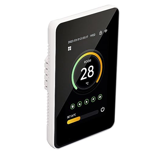 Digital Thermostat, 100?250VAC Smart Thermostat 4.3in Vertical Screen Professional IP20 for Floor Heating (16A)