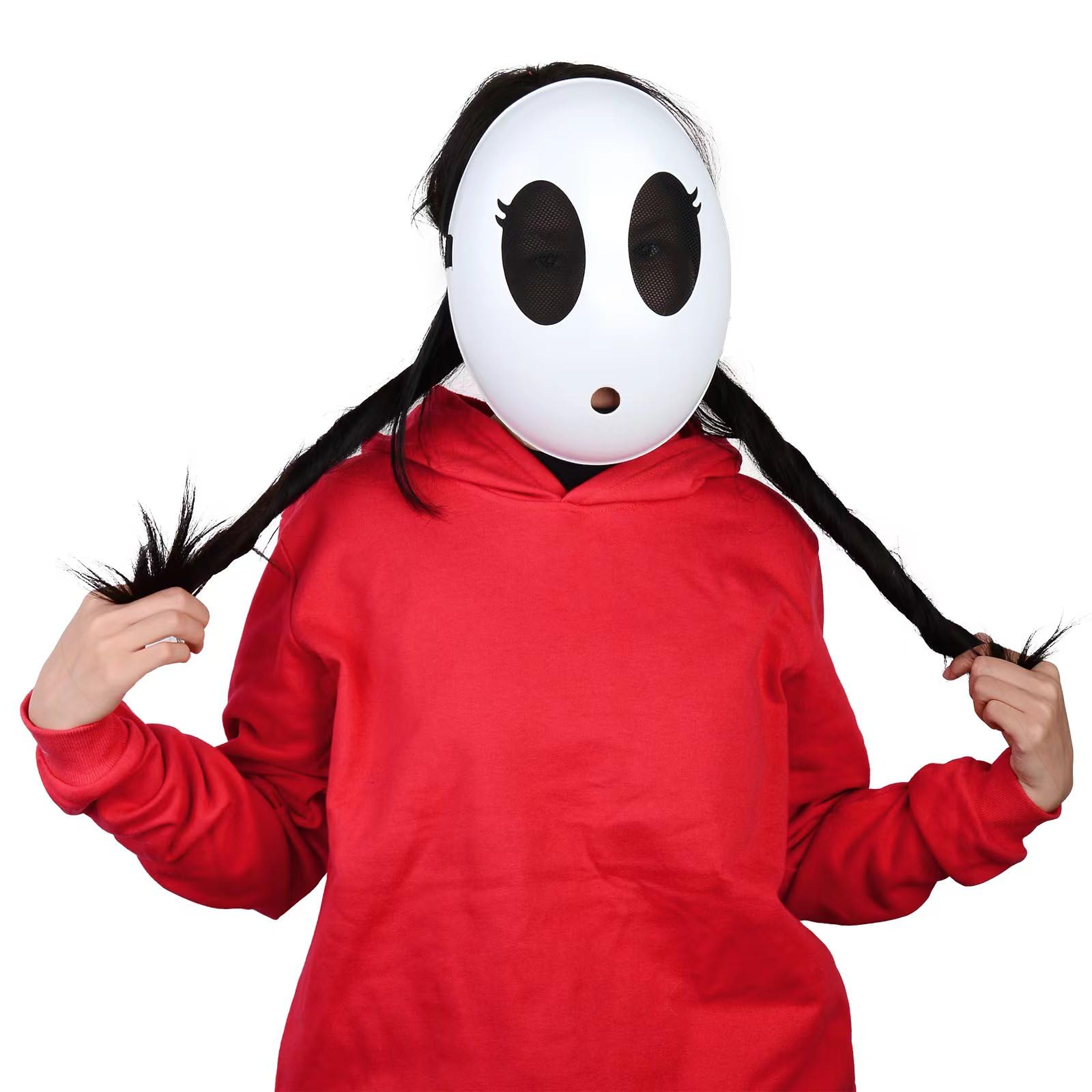 Monisorly White Shy Guy Mask Girl Halloween Mask Full Face Mask Costume Cosplay Prop Accessories (Girl)