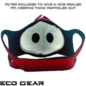 ECO-GEAR Anti Pollution Face Mask with Military Grade Activated Carbon Protection | Anti Smoke, Exhaust Gas, Dust, Pollen | Running, Walking, Cycling and other Outdoor Activities (Pure Red)