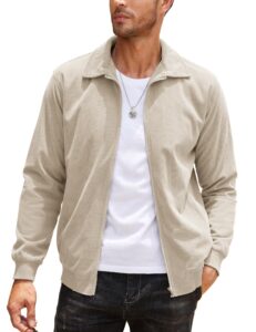 coofandy men's casual corduroy lightweight jacket cream collared bomber jacket