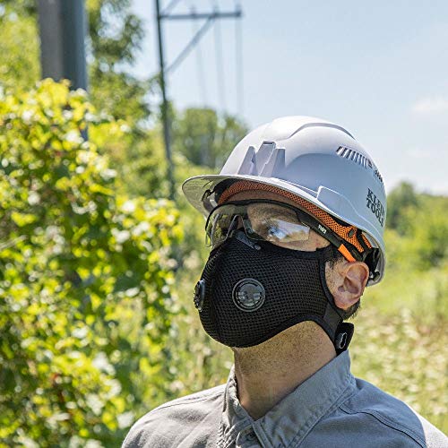 Klein Tools 60442 Face Mask, Reusable with Replaceable Filter, Washable Fabric Anti Pollution Shield Mask, Adjustable Nose Clip