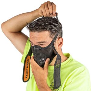 Klein Tools 60442 Face Mask, Reusable with Replaceable Filter, Washable Fabric Anti Pollution Shield Mask, Adjustable Nose Clip