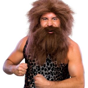 Rubie's mens Characters Caveman Beard and Set Wig, Brown, One Size Party Supplies, Brown, One Size US