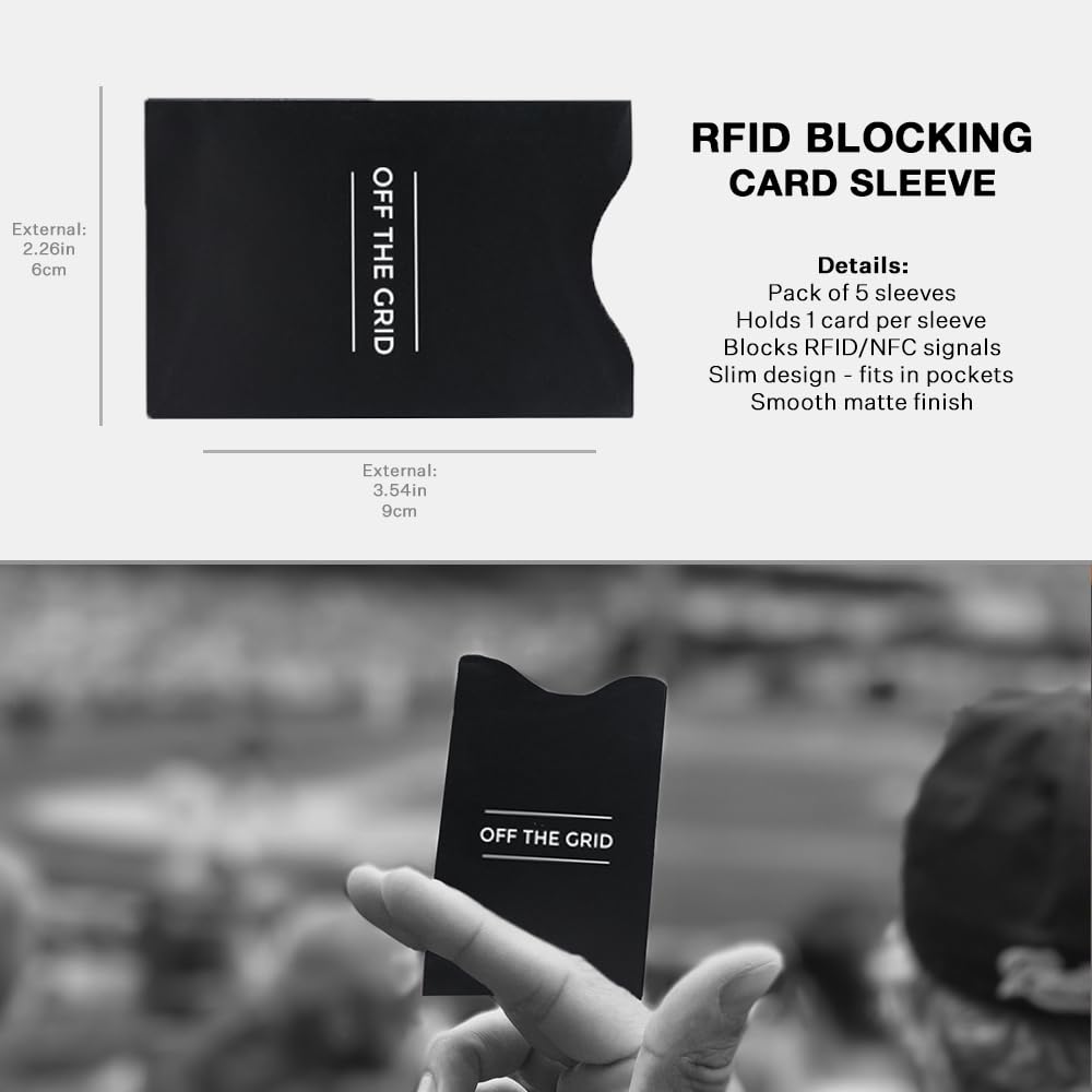 SLNT RFID & NFC Blocking Credit Card Guard Sleeve - Fits in Your Wallet, Protects & Secures Your Information from Identity Theft - Great for Travel, Holds 1 Credit Card, ID or Smart Card (5 Pack)
