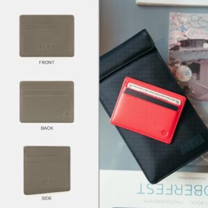 SLNT Napa Top Grain Leather RFID & NFC Signal Blocking Simple Card Wallet - Contains 4 Credit Card Slots and 1 Center Pocket - Clean, Sleek, Stylish Design - Slim and Lightweight Profile (Light Grey)