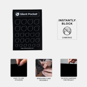 Silent Pocket SLNT Webcam Privacy Stickers for Camera Lens Privacy (Black Out) - Blocks Hackers' Spying, Recording and Eavesdropping, Fits Laptops, Phones and Tablets, Reusable and Restickable