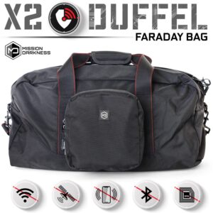 Mission Darkness X2 Faraday Duffel Bag + Detachable MOLLE Faraday Pouch (Gen 2) // Military-Grade RF Shielding for Large Electronics & Mobile Devices // Digital Forensics Signal Isolation Data Privacy