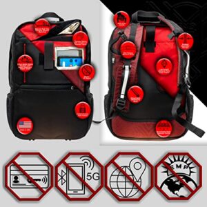 Xtreme Sight Line ~ Xecutive Transport Faraday Backpack for Laptops, Tablets, and Other Mid-Size Electronics ~ Tracking/Hacking Defense ~ Red