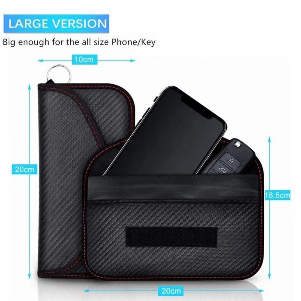 Cell Phone Faraday Bag, Sleeve, Pouch, Case, Holder, Device Shielding, RFID Signal Blocking, Key FOB Credit Card Anti Tracking/Spying GPS Black