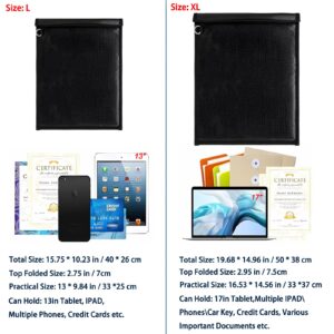 AtfArt Faraday Bag for Car Keys Fob Protector Faraday Bags Fireproof Waterproof Document Bag for IPAD RFID Signal Blocking Bag for Anti-Hacking NFC/WiFi/GPS/Important Documents(M - 13.38 * 7.87in)