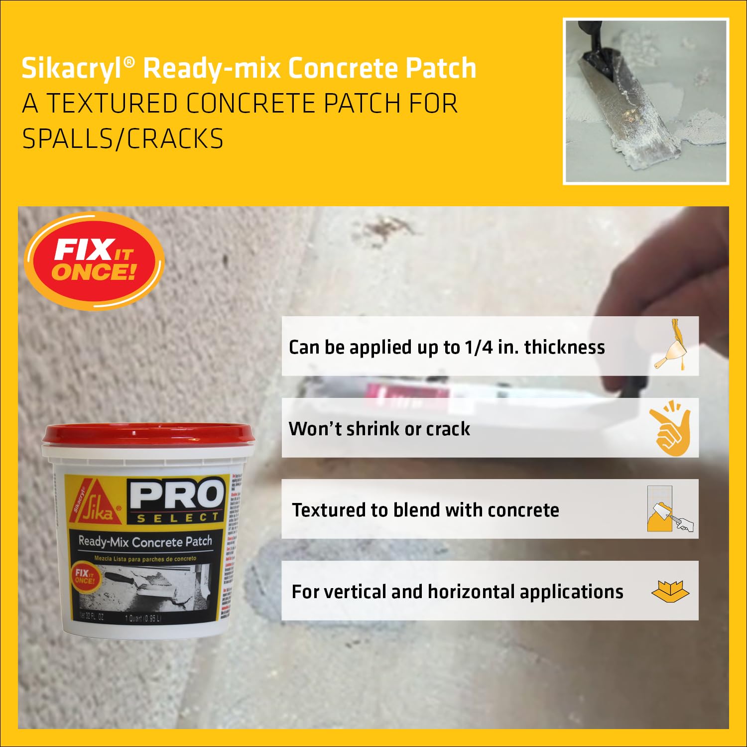 DAPConcrete Watertight Filler and Sealent 10.1 ounce Gray and Sika - Sikacryl - Gray - Ready-Mix Concrete Patch - for Repairing spalls and Cracks in Concrete and Masonry - Textured - 1 qt