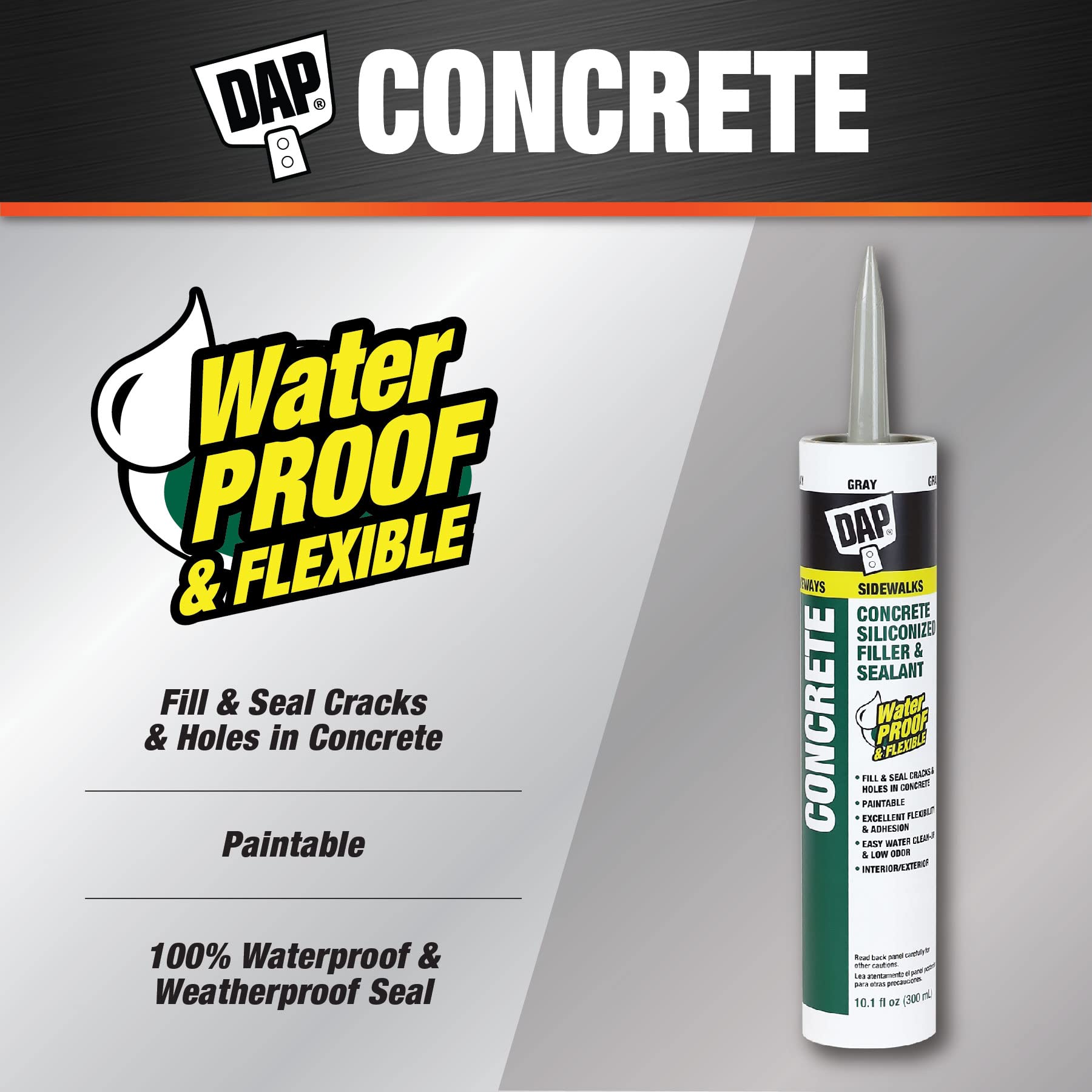 DAPConcrete Watertight Filler and Sealent 10.1 ounce Gray and Sika - Sikacryl - Gray - Ready-Mix Concrete Patch - for Repairing spalls and Cracks in Concrete and Masonry - Textured - 1 qt