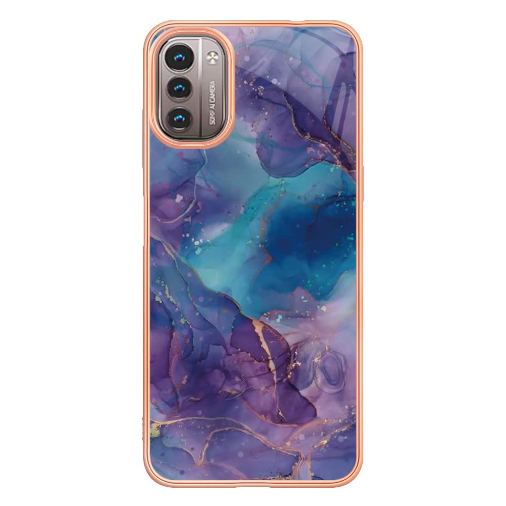 Dinglijia for Nokia G21 Case, Nokia G11 Phone Case, Soft TPU + IMD Marble Pattern Slim Design Enhanced Camera and Screen Protection Girls and Women Case for Nokia G21 BKC Purple