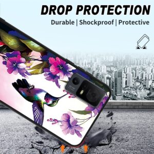 RYUITHDJP for TCL 40XL Case Hummingbirds Girl Theme with Screen Protector Detachable Stand Phone Case for TCL 40 XL Case Soft TPU Stylish Protective Cover