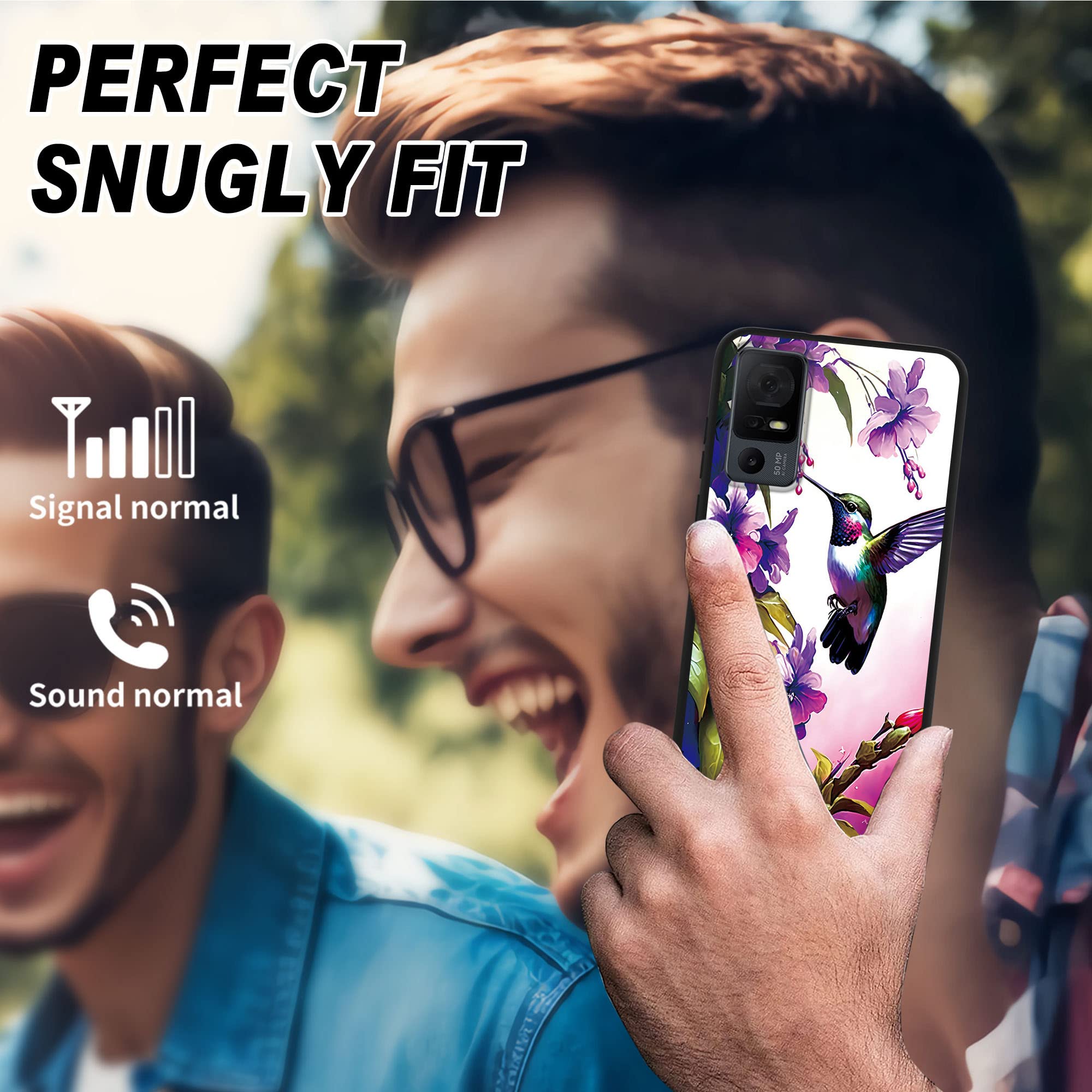 RYUITHDJP for TCL 40XL Case Hummingbirds Girl Theme with Screen Protector Detachable Stand Phone Case for TCL 40 XL Case Soft TPU Stylish Protective Cover