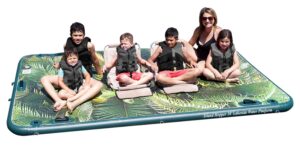 island hopper lakeside tropical graphics series 10ft x 6ft inflatable water platform floating dock & bouncer slide (platform only)