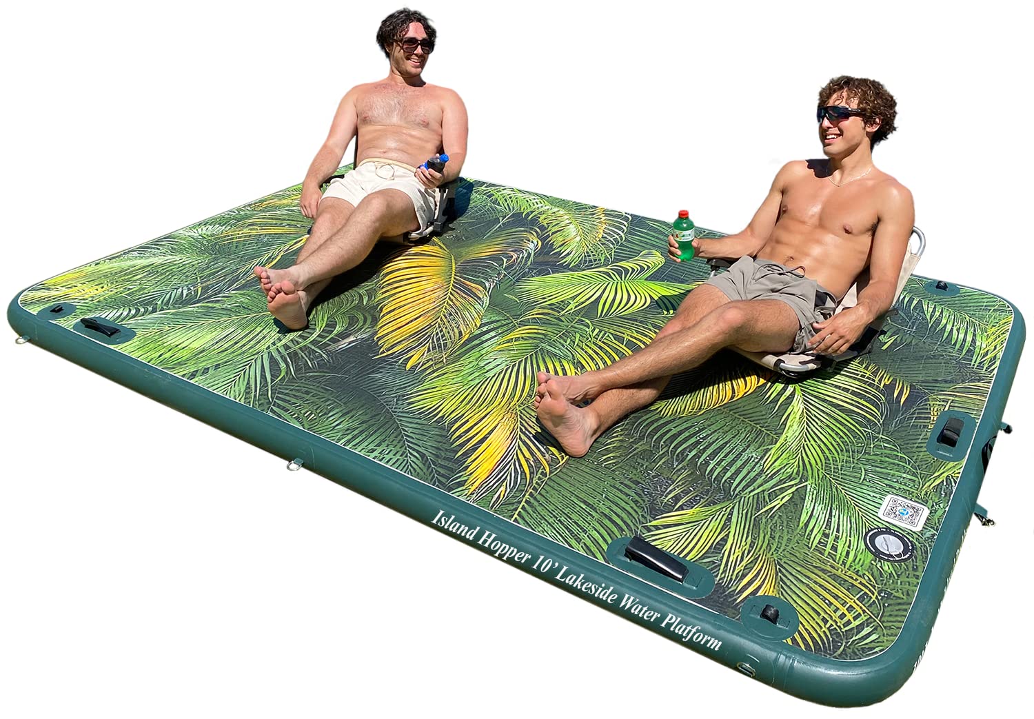 Island Hopper Lakeside Tropical Graphics Series 10ft x 6ft inflatable water platform floating dock & bouncer slide (Platform Only)