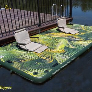 Island Hopper Lakeside Tropical Graphics Series 10ft x 6ft inflatable water platform floating dock & bouncer slide (Platform Only)